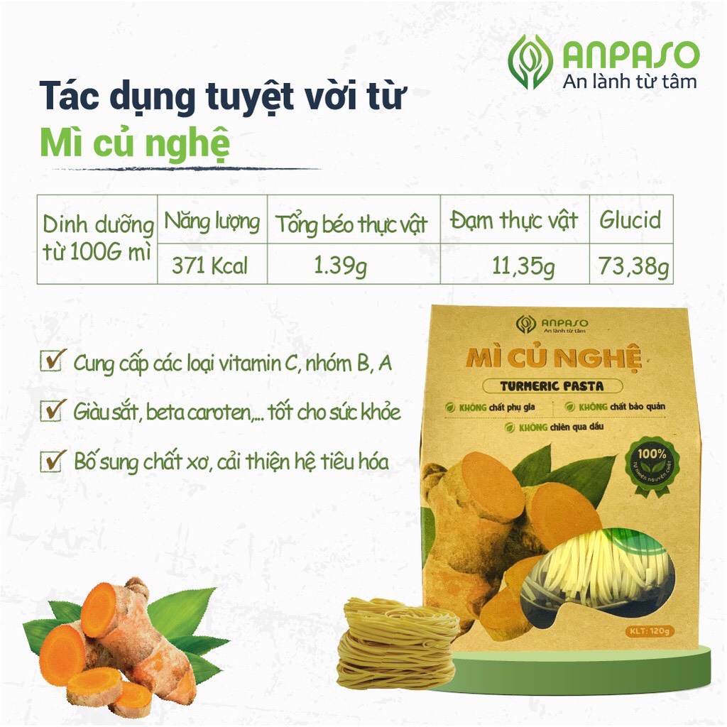 [Giao Hoả Tốc HCM] Mì Hữu Cơ Giảm Cân Organic Rau Củ Cải Đỏ Và Củ Dền Anpaso, Mì Củ Nghệ 120Gram