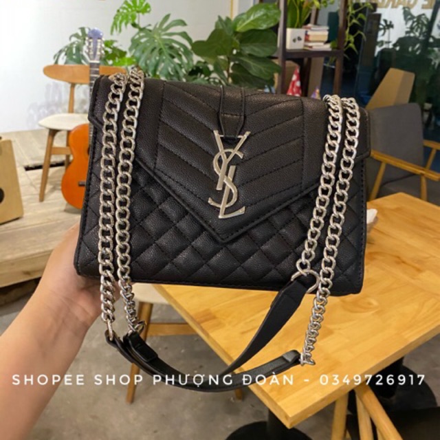 XaTúi nắp nhọn xích bạc đeo vai size 25 kèm hộp ảnh thật | BigBuy360 - bigbuy360.vn