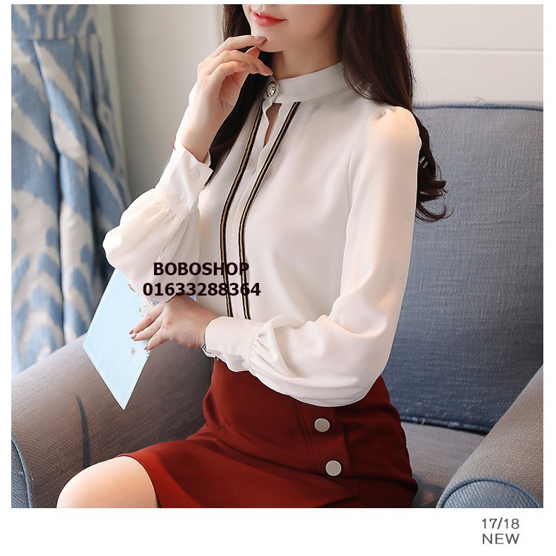 Áo sơ mi công sở ❣️FREESHIP❣️ Áo Phối Sọc Sang Chảnh- Hàng thiết kế chuẩn