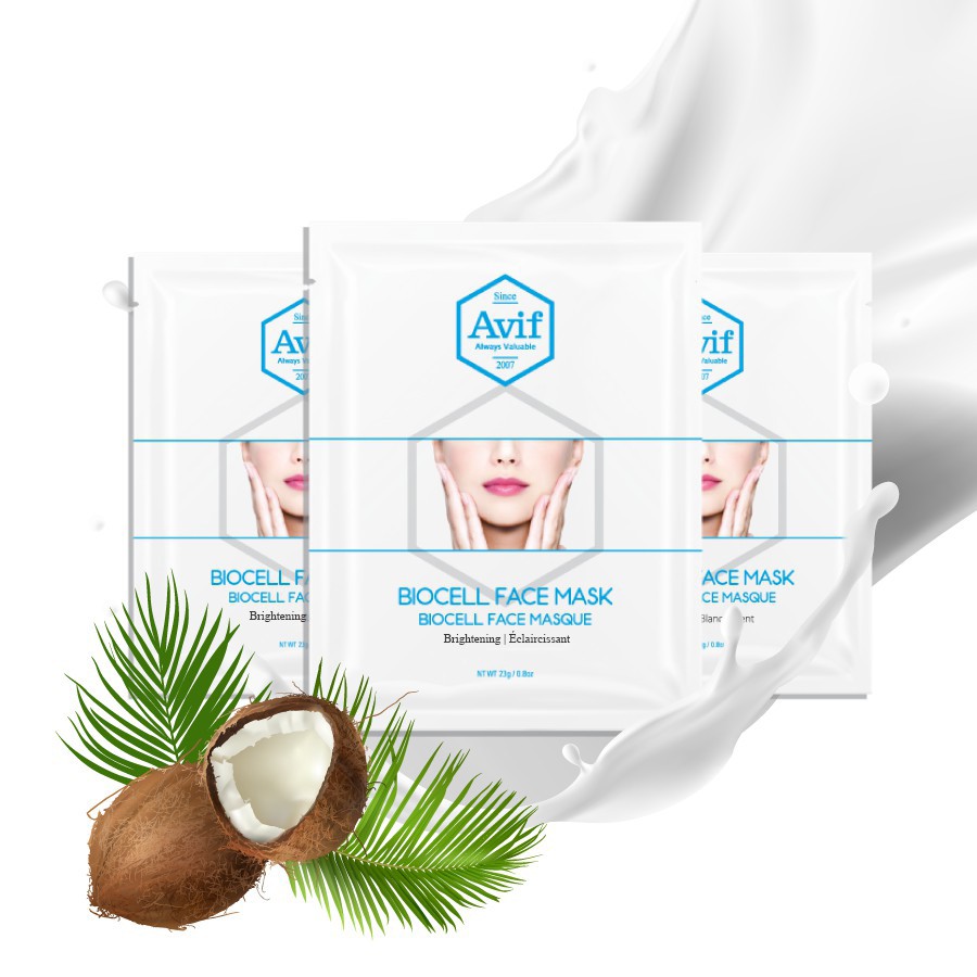 Combo 3 Miếng Mặt Nạ Dừa AVIF BIOCELL