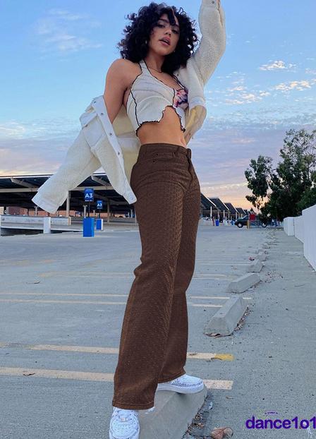 Quần Dài Lưng Cao Ống Rộng Phối Rách Cá Tính Cho Nữ | BigBuy360 - bigbuy360.vn