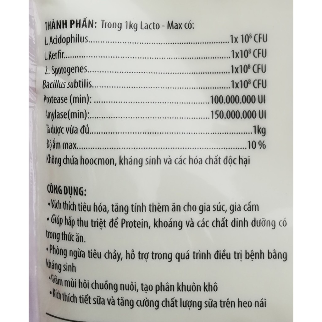 1 Gói LACTO–MAX Ag 100g Men tiêu hóa sống chịu kháng sinh, Phòng tiêu ch-ảy, kích thích tăng trưởng, giảm tiêu tốn thức