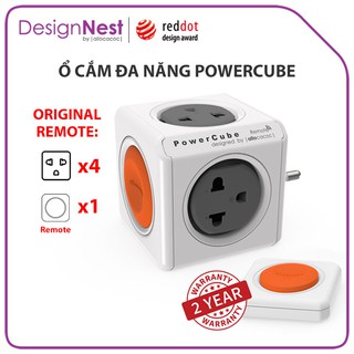 Ổ Cắm Điện Đa Năng Allocacoc PowerCube Original Remote, 4 Mặt Ổ Cắm Và Mặt Remote Điều Khiển Bảo Hành 2 Năm