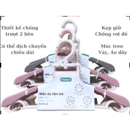 Set 5 mắc áo tiện ích HOKORI hàng cao cấp việt nhật