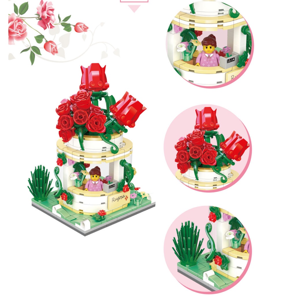 BỘ ĐỒ CHƠI XẾP HÌNH Hoa, Cây Cảnh, Đồ Chơi cho bé gái