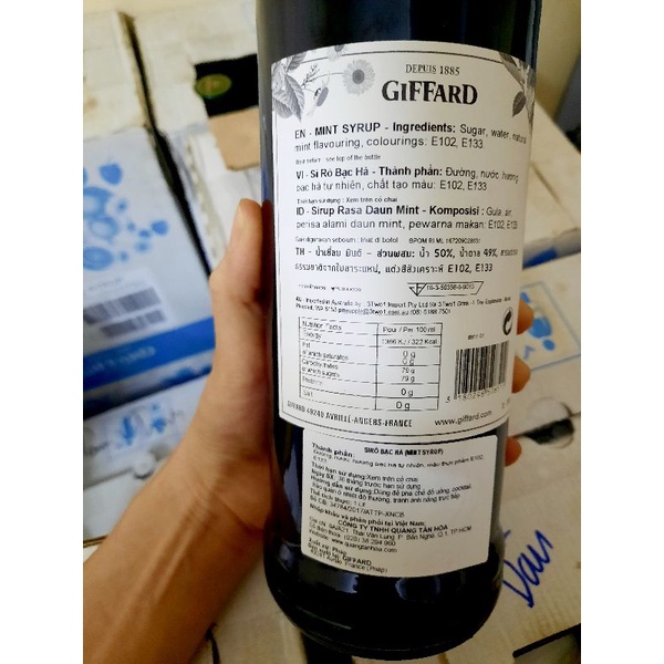 Siro Bạc hà xanh Giffard chai 1000ml