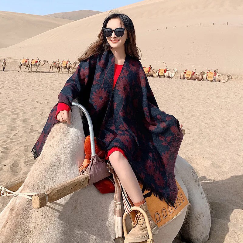 Áo choàng du mục áo choàng mùa đông không mũ size 155*130cm - Mã LE32