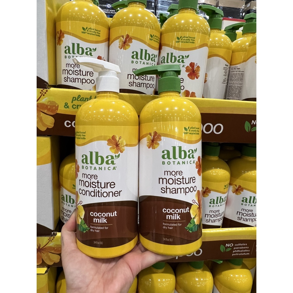 🥥 Dầu gội , xả ALBA BOTANICA COCONUT MILK nuôi dưỡng mái tóc khô trở nên mềm mượt - MỸ 1L