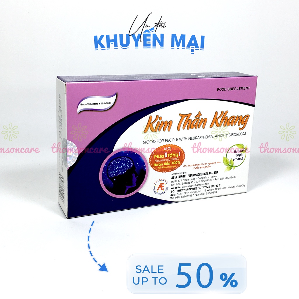 Kim Thần Khang - Giúp ngủ ngon dưỡng tâm, an thần, giảm mất ngủ, rối loạn lo âu - Mua 6 tặng 1 bằng tem tích điểm