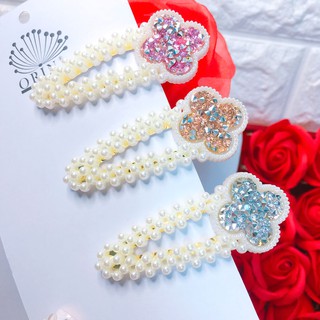 Kẹp tóc, kẹp mái đính ngọc nhân tạo hình hoa 4 cánh thời trang Orin K742 K743 K744 K745 K746