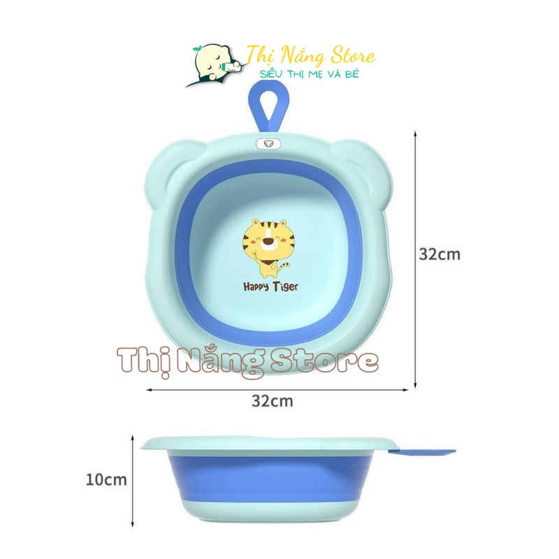 Chậu rửa mặt gấp gọn silicon cho bé, Chậu gấp gọn hình hổ cho bé đồ sơ sinh cao cấp siêu tiện lợi Thị Nắng Store