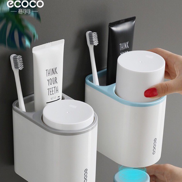 Kệ Để Bàn Chải Đánh Răng Ecoco (Mua 1 Tặng 1 Thùng Rác Gấp Gọn Tiện Lợi), Kệ Ecoco Lắp Đặt Dán Tường