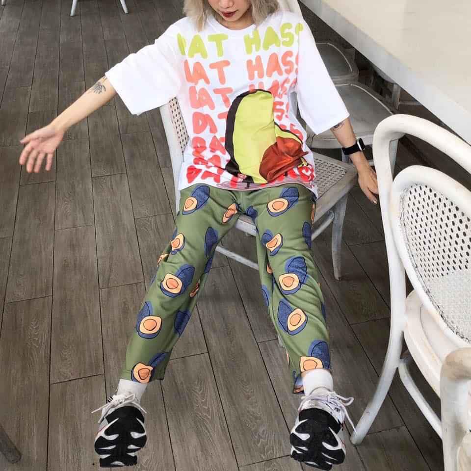 Set áo 3D bơ + quần cartoon dài hoạt hình bơ Avocado Tee unisex