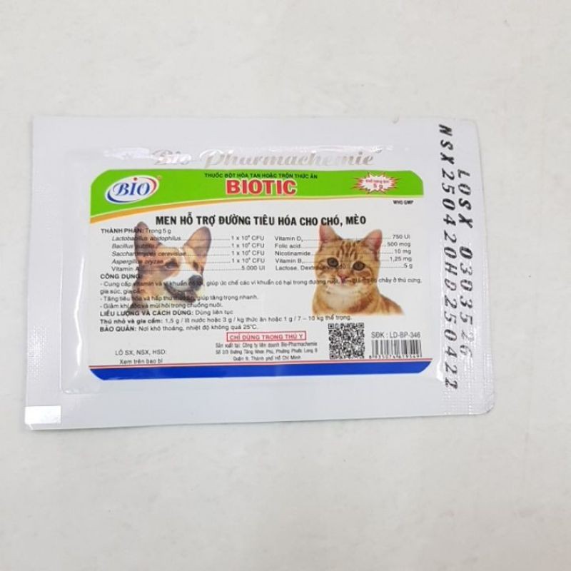 Men Tiêu hóa cho chó mèo BIOTIC 5 g