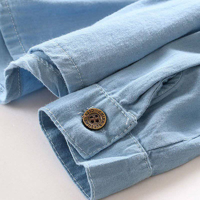 Áo sơ mi vải mềm denim thời trang cho bé gái