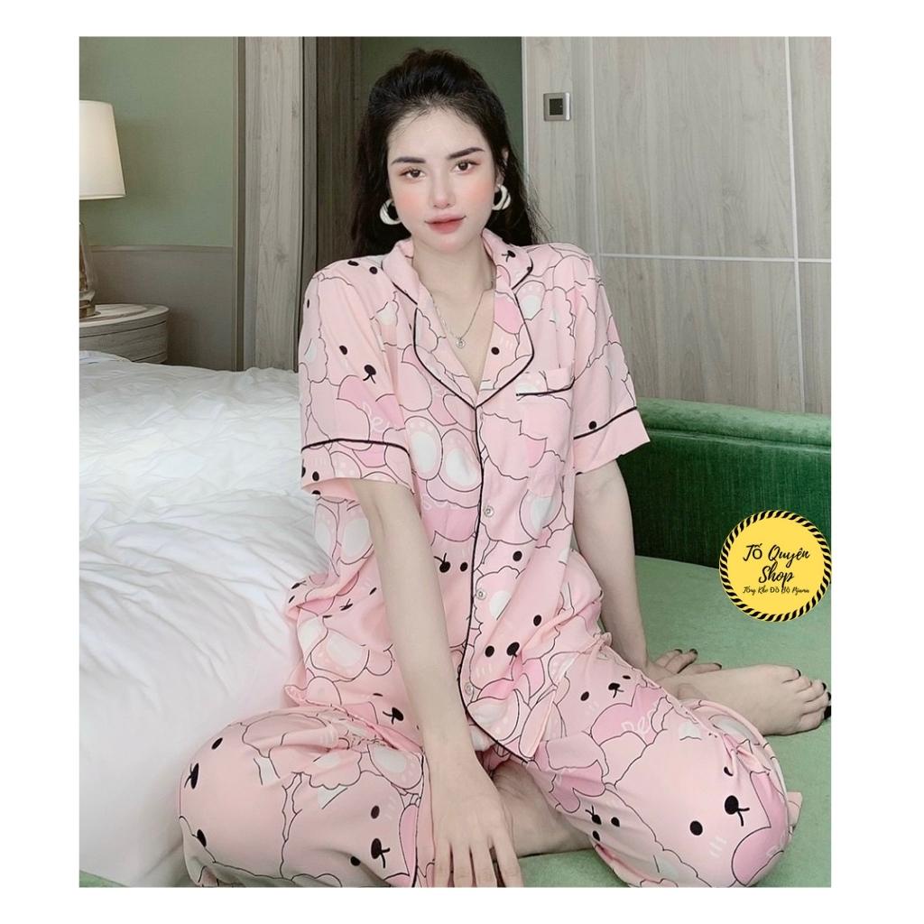 Bộ Lụa Pijama  Áo Cộc - Quần Dài Vải Lụa Cao Cấp Loại 1💖Đồ Ngủ☘️ Hàng Chuẩn Đẹp -Tố Quyên Shop