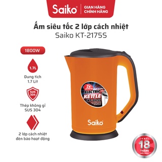 Ấm Đun Siêu Tốc 2 Lớp Saiko Nhập Khẩu, Dung Tích 1.7L, Bảo Hành 18 Tháng Chính Hãng