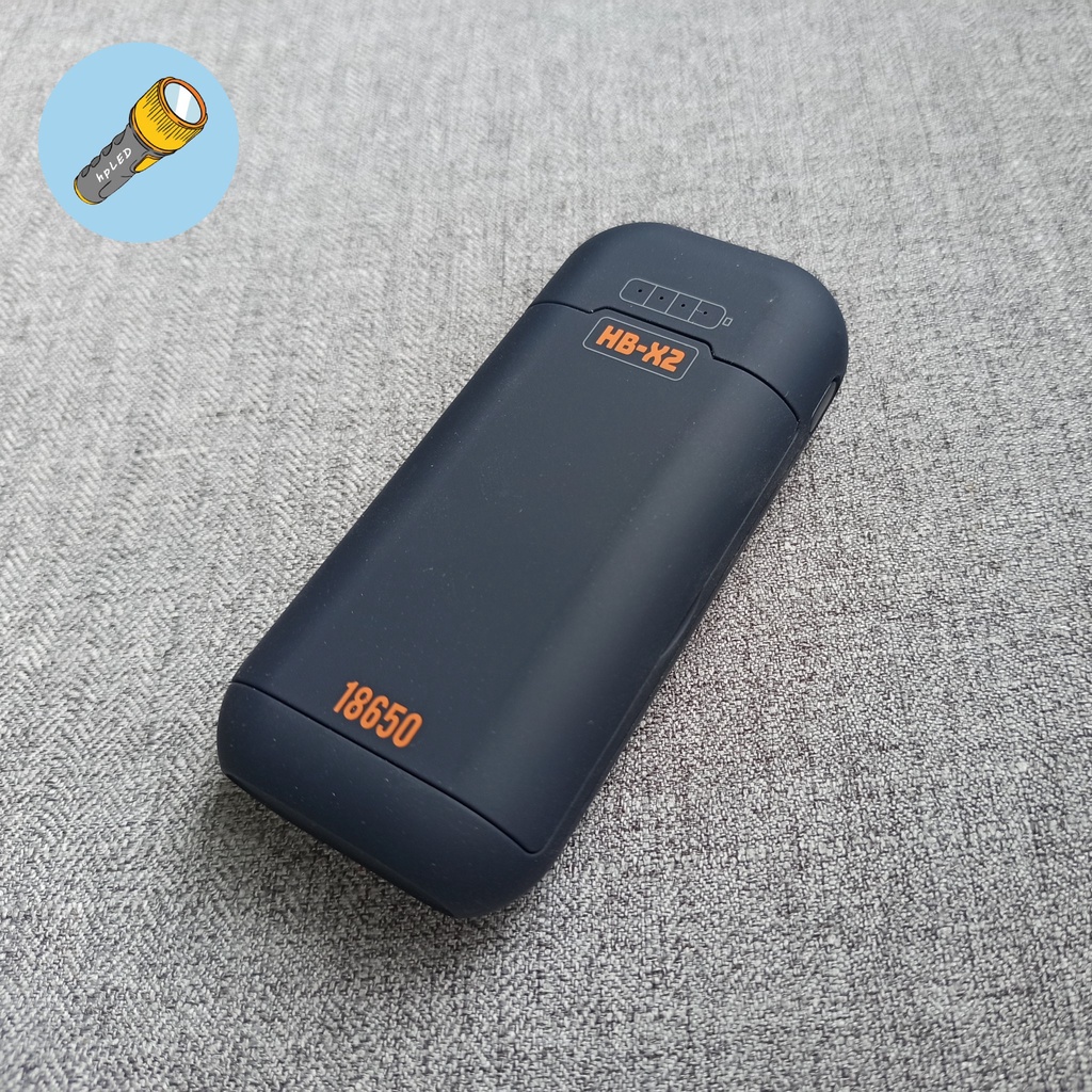 Bộ sạc 2 khe pin 18650 HB-X2 di động kiêm sạc dự phòng nắp đậy từ tính nhỏ gọn dễ dàng mang theo người