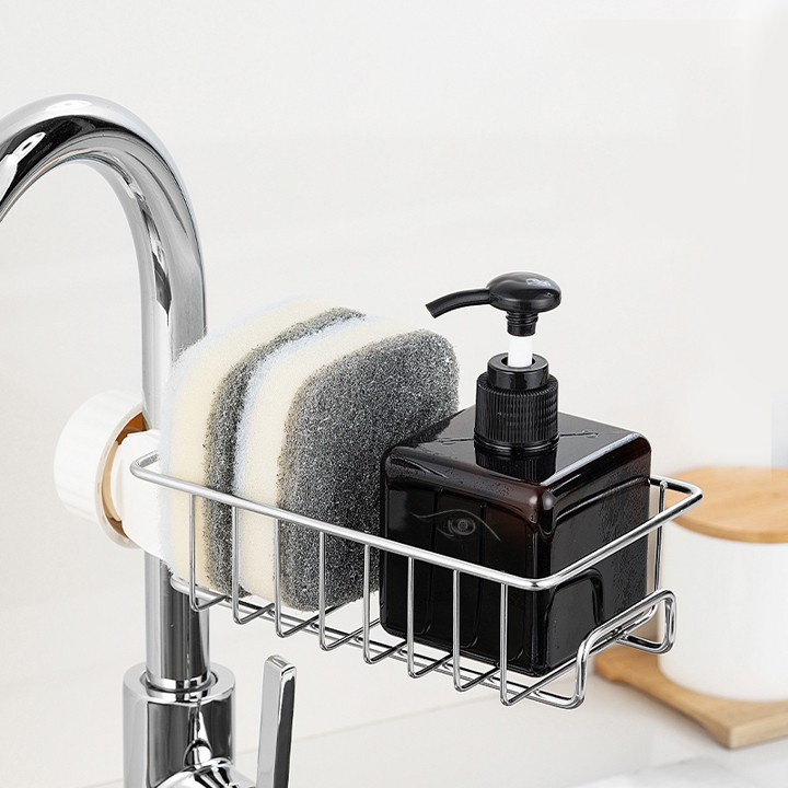 [Phụ kiện nhà bếp] Giá Kệ inox để đồ rửa chén bát gắn vòi nước tiện lợi