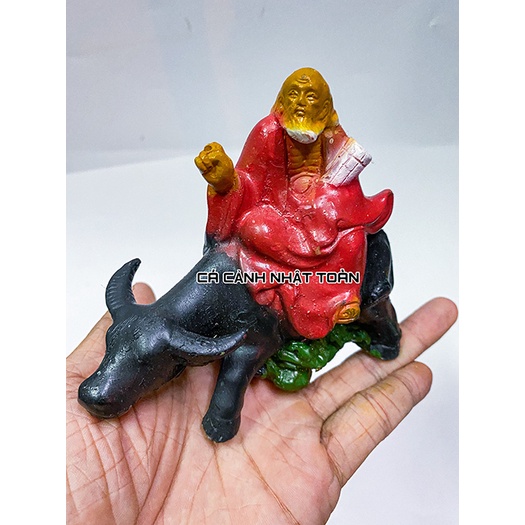 LÃO SƯ ĐỌC SÁCH CỞI TRÂU TRANG TRÍ BỂ CÁ, TIỂU CẢNH 12X6X11CM