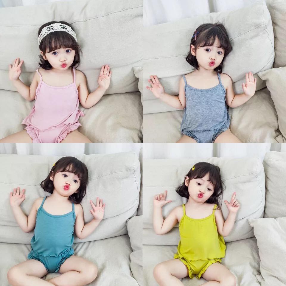 Quần áo trẻ em, bộ minky mom 2 dây cho bé gái chip bèo, đồ mùa hè cho bé gái chất thun lạnh mềm mịn siêu mát cho bé