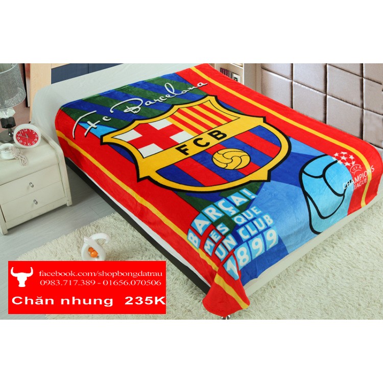 Chăn nhung lưu niệm - các câu lạc bộ bóng đá Manchester, Arsenal, Chelsea, Barca, Real, Liverpool - Trâu shop