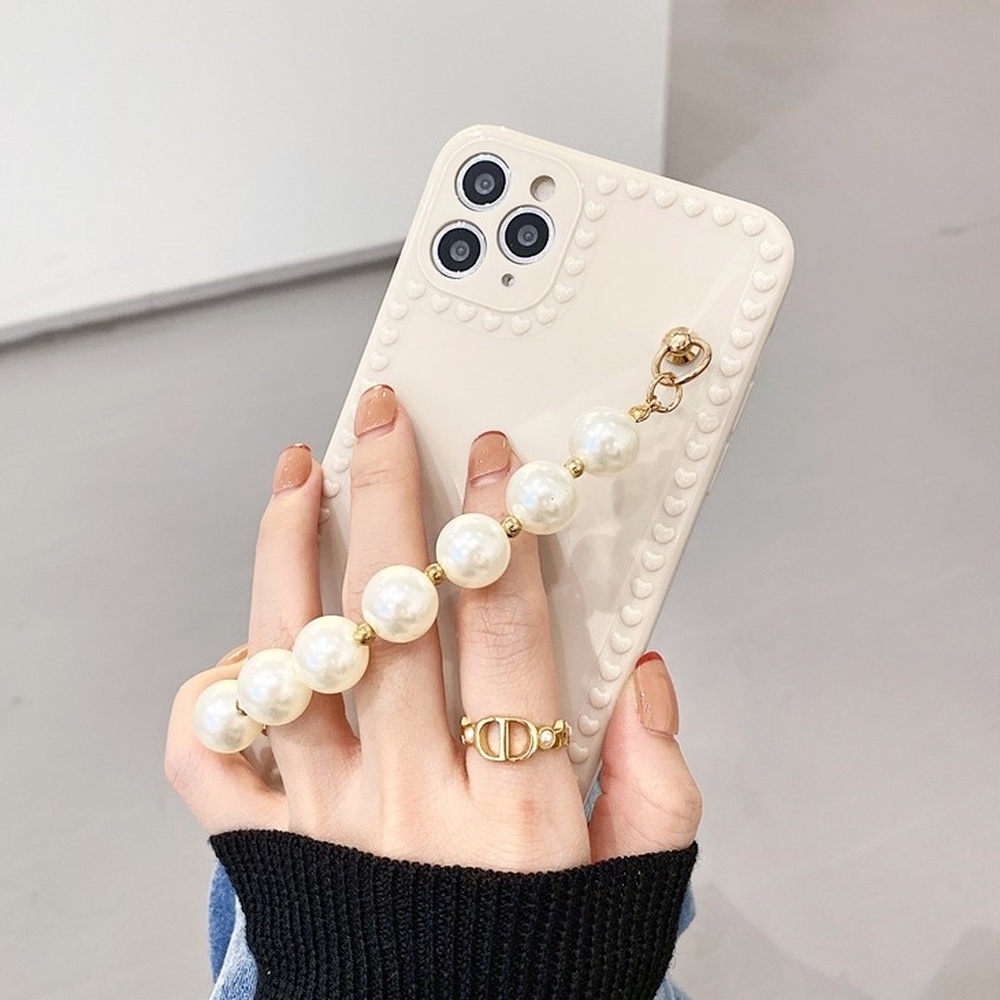 Ốp Điện Thoại Kiểu Khung Ảnh Kèm Dây Đeo Ngọc Trai Cho iPhone 13 12 11 Pro Max Promax XS Max XR X 7 Plus 8 8Plus