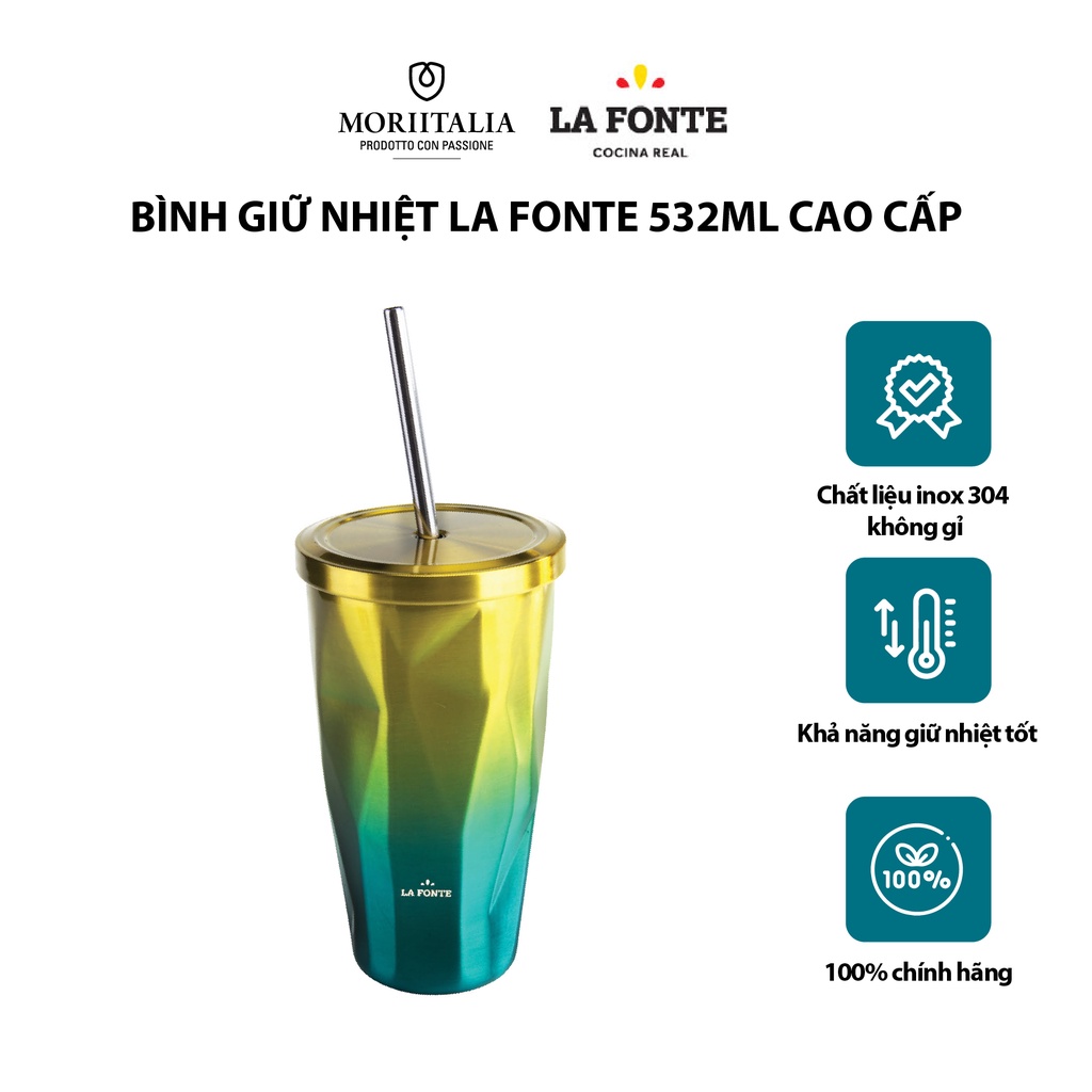 [Mã BMBAU50 giảm 7% đơn 99K] Bình Giữ Nhiệt La Fonte 532ml cao cấp Moriitalia 007443