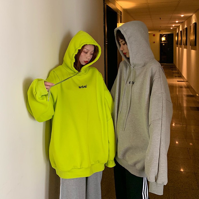 Áo khoác sweater Hoodie lót nhung màu xanh dạ quang cá tính trẻ trung cho học sinh | BigBuy360 - bigbuy360.vn