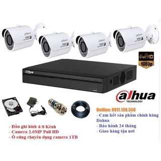 Trọn bộ camera 4 mắt camera 2.0MP Pull HD chính hãng Dahua