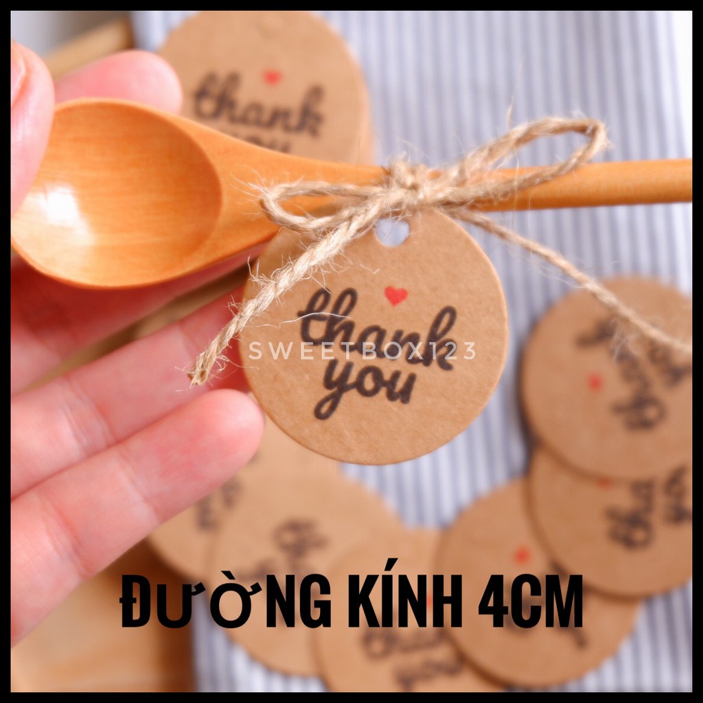 100 Tem Tag Giấy Kraft Treo THANK YOU Cám Ơn Khách Hàng Đường Kính 4cm - Thẻ Giấy Handmade Trang Trí (không kèm dây)