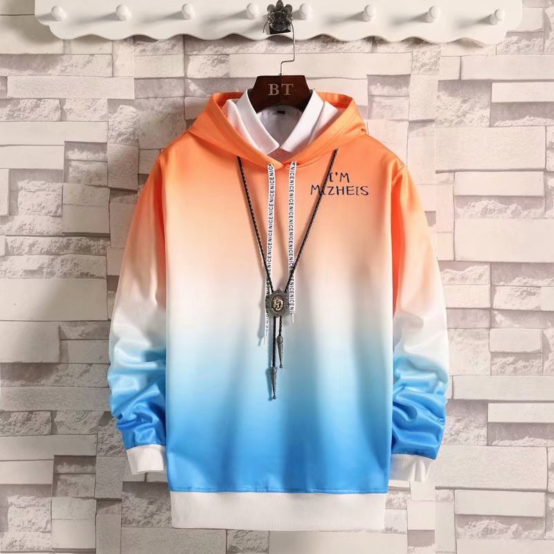 Áo hoodie tay dài kiểu phong cách Hồng Kông kích thước M-XXL với 12 màu gradient tùy chọn cho nam