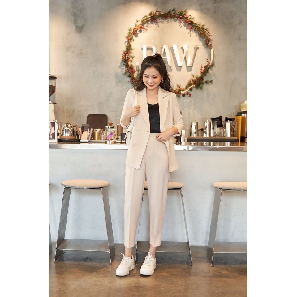 Set Blazer Be 4 Cúc Dáng Ngắn + Quần Baggy by Lilie | BigBuy360 - bigbuy360.vn