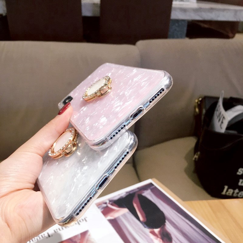 Ốp điện thoại mềm họa tiết vỏ sò có giá đỡ dạng vòng tròn đính đá cho iPhone 11 Pro Apple 6/ 7/ 8p/XS | BigBuy360 - bigbuy360.vn