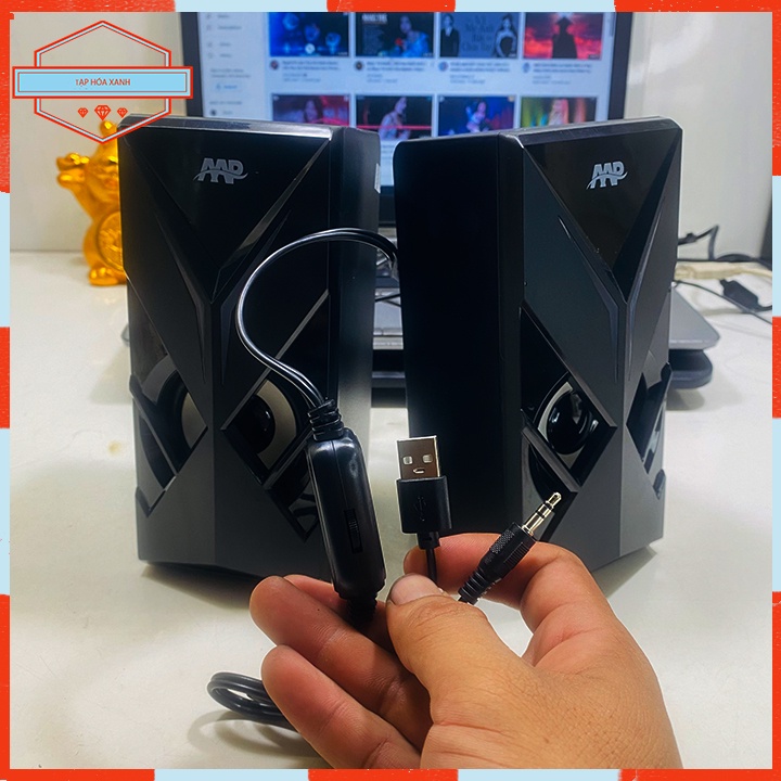 Loa Máy Vi Tính Để Bàn 2.0 AAP C08 Có Dây Chính Hãng Loa Nghe Nhạc Laptop PC Đèn Led Gaming