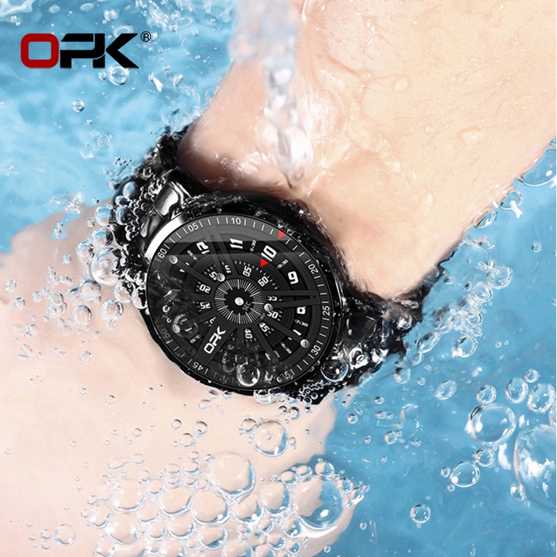 OPK 8126 Watch Men Leather Strap Genuine Waterproof Original Quartz Personality Concept Dial Wear-resistant Trendy