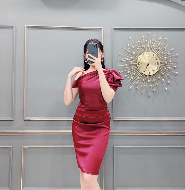 Ảnh thật 100% kèm video Đầm lệch vai cách điệu 1 bên tay | BigBuy360 - bigbuy360.vn