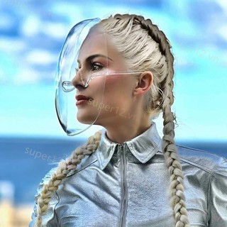 IN STOCK Extended PC + PET Transparent Full Face Protective Mask Space Mask Plastic Cycling Shield VUE Shield Mirror Glasses Adult Oversize Sheild with Cloth Bag Washable Hood Eye Protect number.vn