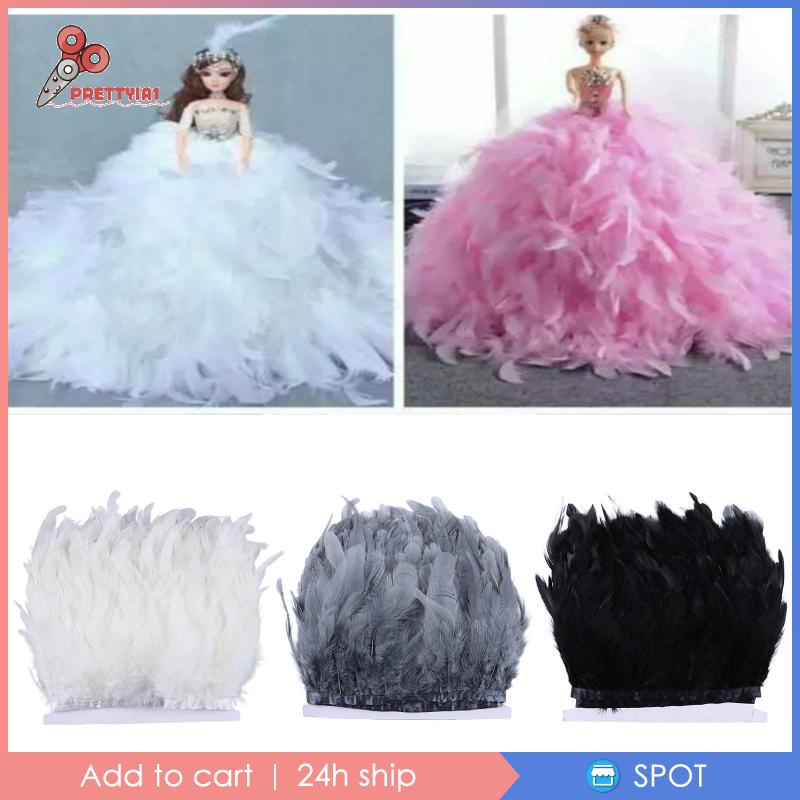 [Prettyia1] Lông Vũ Tua Rua Trang Trí Đầm Hóa Trang Diy Màu Xám