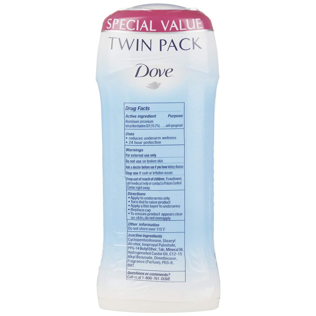 Combo 2 lăn khử mùi nữ dạng sáp Dove Antiperspirant Deodorant Powder 2x45g (Mỹ)