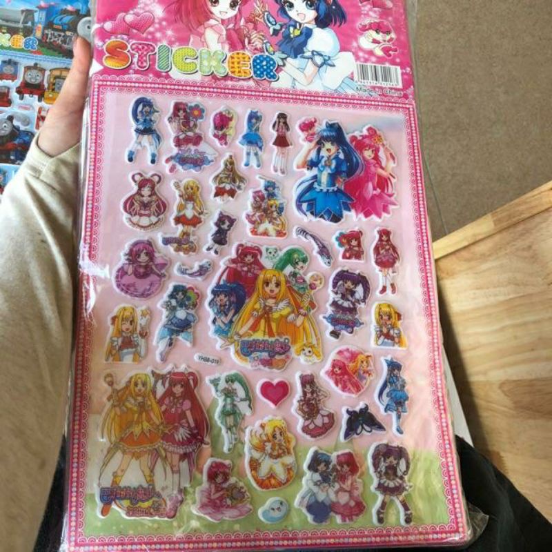 dán sticker nổi 3D to, nhiều chi tiết[ kèm tranh tô màu] bằng nhựa trang trí dụ