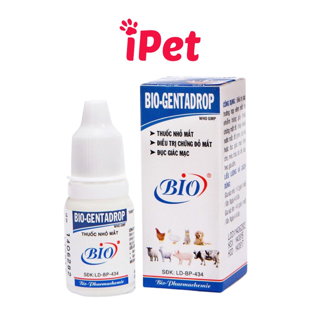 [Mã SKAMPUSH9 giảm 10% đơn 200K] Chai Nước Nhỏ Mắt Bio-Gentadrop Cho Thú Cưng Chó Mèo - iPet Shop