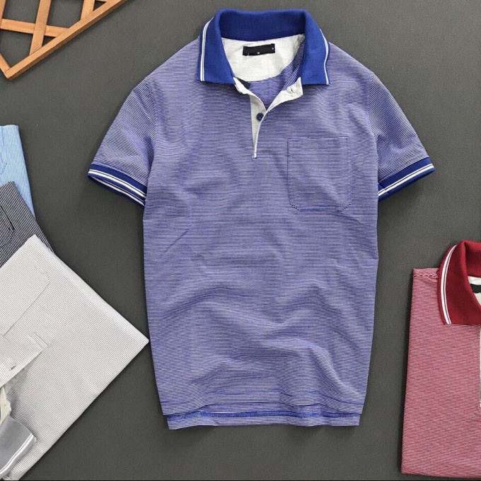 Áo thun nam có cổ phối túi kẻ sọc cao cấp KENSTORE89 ATP025 | BigBuy360 - bigbuy360.vn