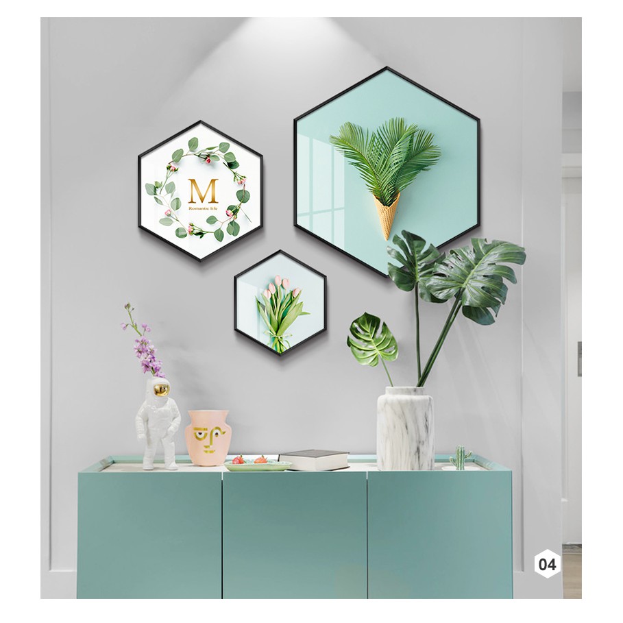 Tranh Canvas Phong Cách Bắc Âu Hình Lục Giác Giá Xưởng