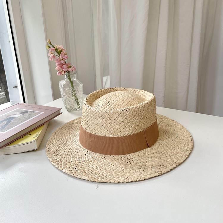 Mũ cói nón đi biển dáng porkpie chất liệu raffia dòng siêu nhẹ, đẹp
