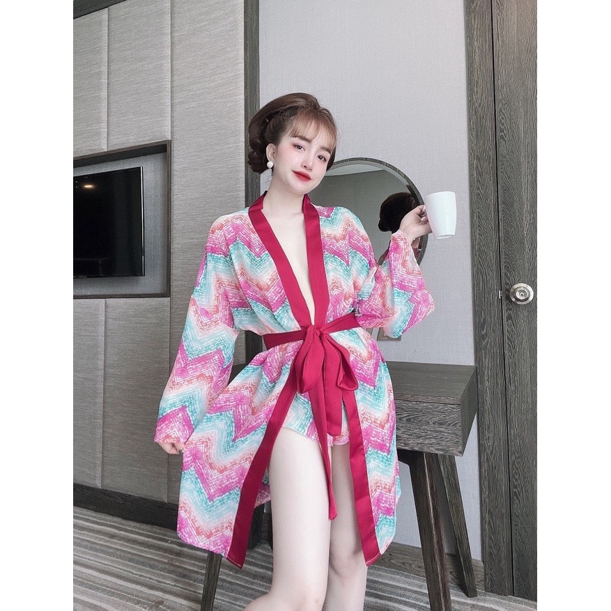 Áo choàng nữ kèm quần vải họa tiết cao cấp dễ thương sexy