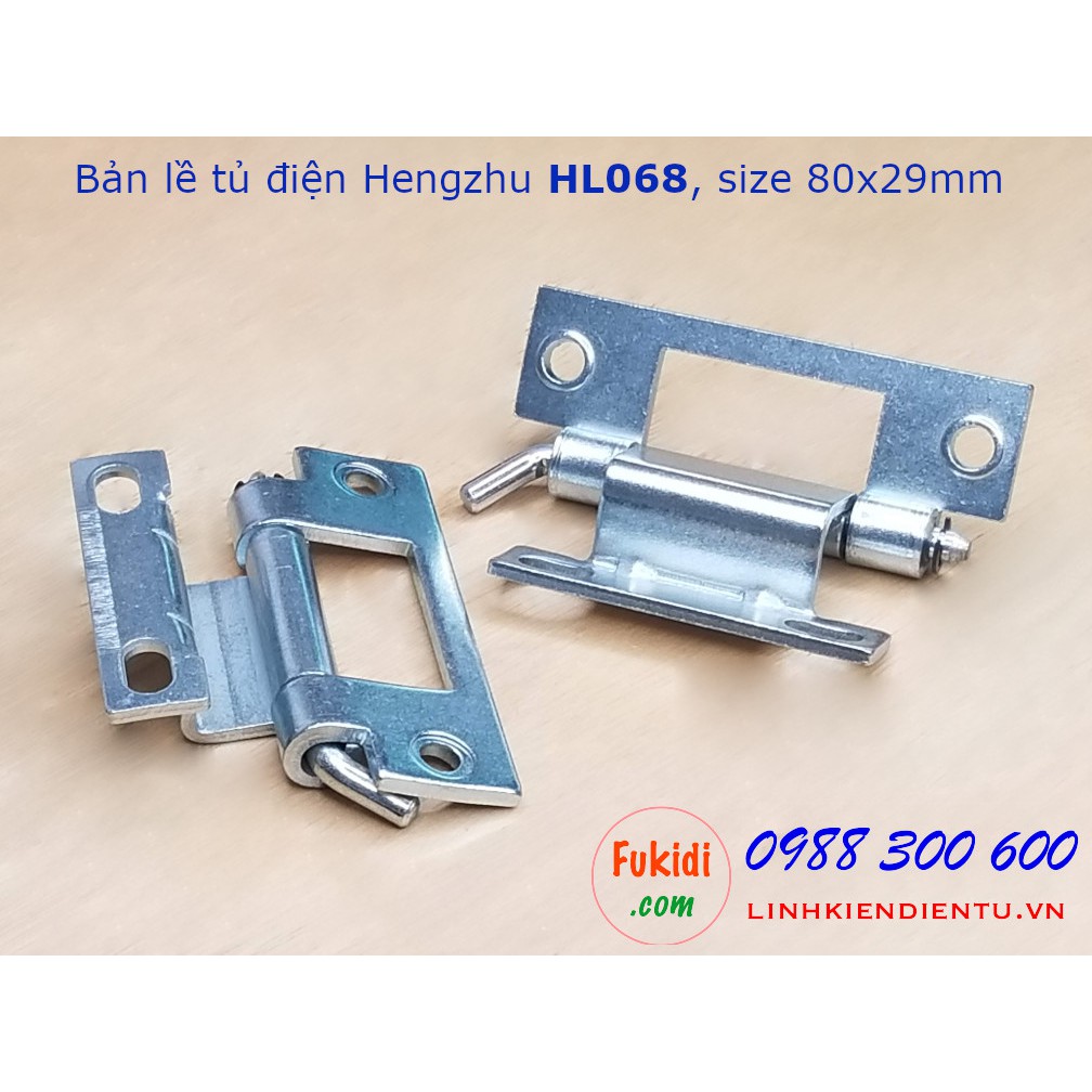 Bản lề tủ điện Hengzhu HL068-1 và HL068-2, chất liệu thép mạ sáng bóng, dài 60 và 80mm
