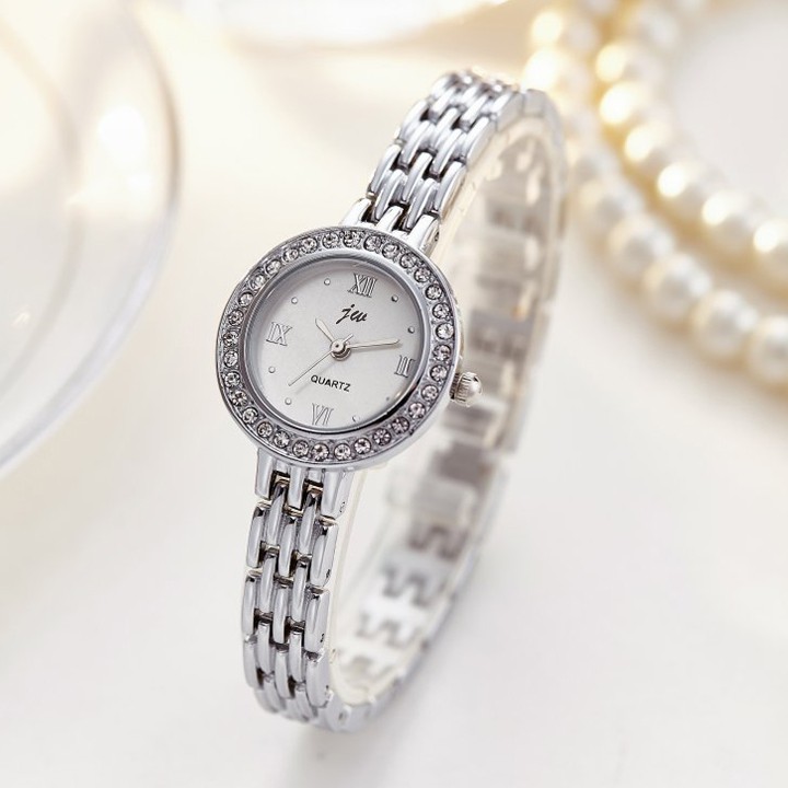 Đồng hồ nữ JW mặt tròn viền đá dây hợp kim thời trang SP0S57 (Nhiều màu)