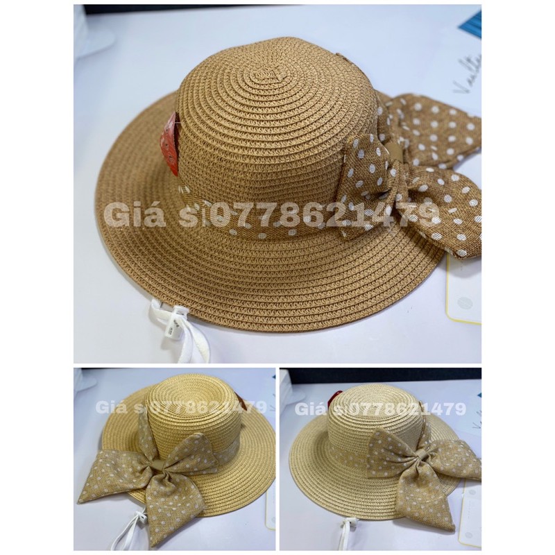 Mũ bo cói vành nhỏ nơ bi đi biển thời trang