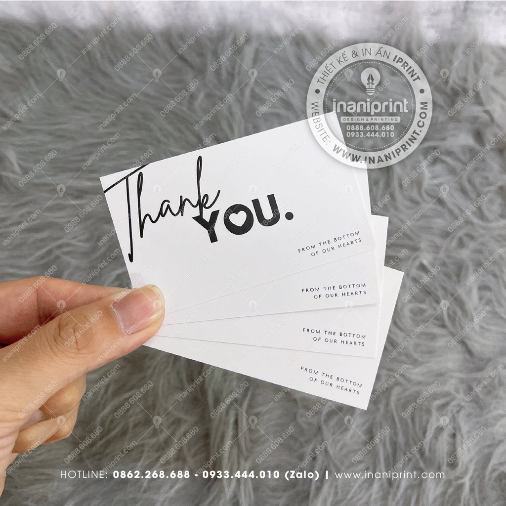 Thiệp Cám Ơn, Card Thank You Dễ Thương, Giấy Cảm Ơn Khách Hàng Trắng - Size 9x5.4cm - Màu Trắng - MS: 080